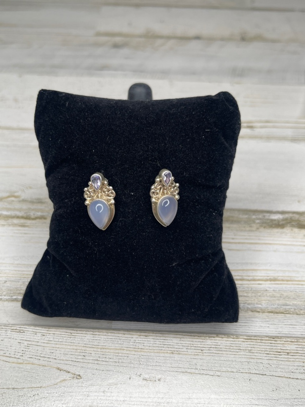 Sajen Sterling Silver Lavender Moonstone Drop Earrings